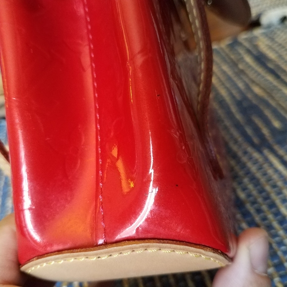 SOLD@!Auth. Louis Vuitton Biscayne Red Vern PM Han - Picture 11 of 12